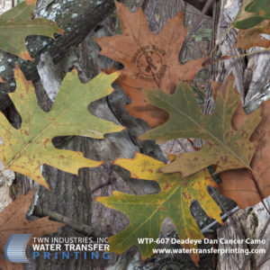 Deadeye Dan Camo features colorful oak leaves over moss covered tree branches. The range of colors within the pattern allow for concealment in the woods during any season