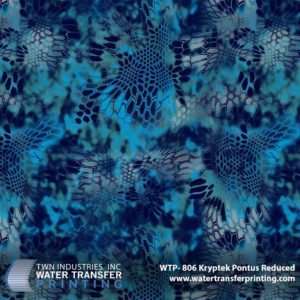 Kryptek® Pontus Reduced is a dark blue technical camouflage pattern. The color palette is design to be used in deep ocean environments. This makes it perfect for deep sea fishing, diving, snorkeling, and more. Pontus Reduced hydrographic film is 25% of full size Kryptek® patterns.