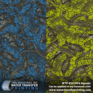 Dk’d Aquatic hydrographic film is designed with spiny fish skeletons artfully scattered across a dry, cracked riverbed. This Water Transfer Printing film features a transparent background which means you can customize different basecoat colors and even layer other films if you’re feeling creative.