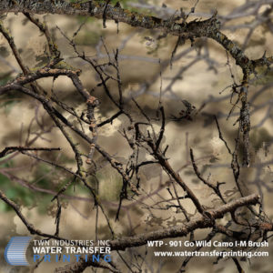 Go Wild I-M Brush® hydrographic film features a multi-layer/multi-tier algorithmic design that is suited for hunting in the brush country of central Texas, or the high plains of Wyoming, Montana, and the Dakotas.